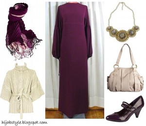 tesettürlü kombinler tesettüre uygun kıyafetler tesettür giyim hijab türban mor bordo modelleri stilleri 2009 2010 2011 tesettür modası kombin resimleri