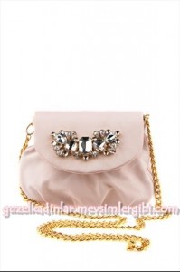 narcia Açık Pudra pembesi rengi swarovski taşlı aksesuarlı Çanta modeli