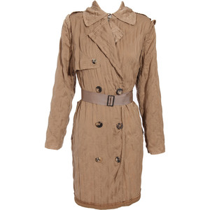 lanvin bej kahverengi ipek trençkot1