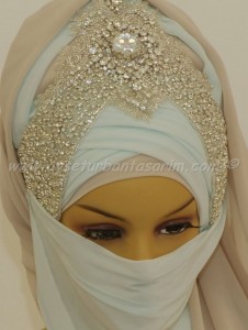 gelinlik özel gün türbanı modeli