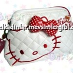 hello kitty beyaz PVC derili beyaz-kırmızı el çantası