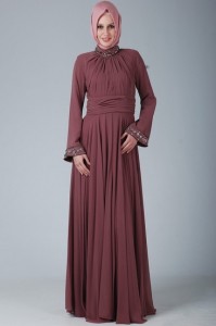 mürdüm tesettürlü abiye elbise modelleri