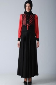 kırmızı abiye tesettür