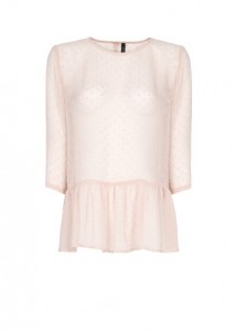 açık pembe peplum puantiyeli bluz