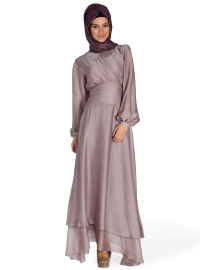 berva eteği asimetrik kesim pudra şifon elbise 2013