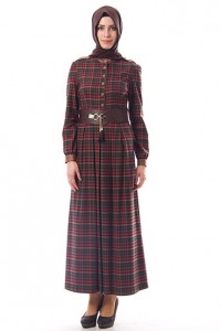 ekose tesettür elbise