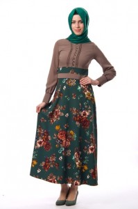 vizon rengi kışlık tesettür elbise