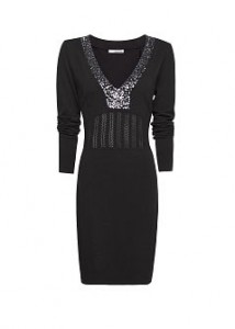 yakası payetli örgü elbise