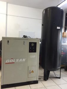 ikinci el 10 beygir 500 litre dik hava tanklı sessiz kompresör