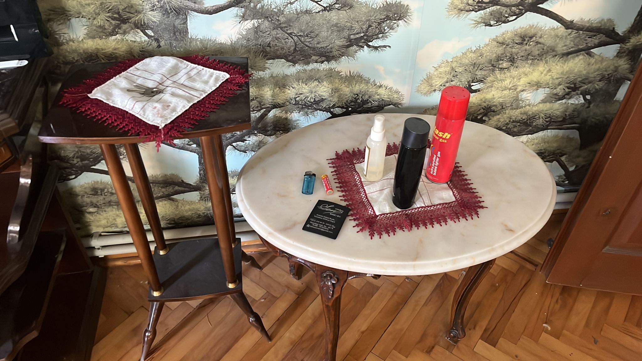 Retro mermer sehpa gotik sehpa